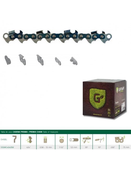 5133AC404058 CADENA PARA MOTOSIERRA GROWAY PREMIA CHISEL 404"